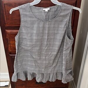 J. Jill Black and White Checkered Sleeveless Blouse